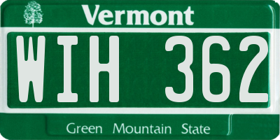 VT license plate WIH362