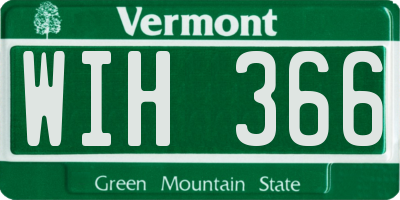 VT license plate WIH366