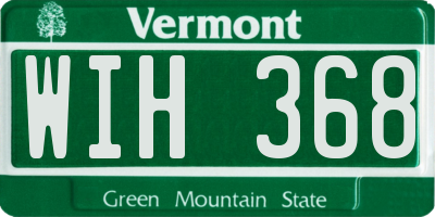 VT license plate WIH368