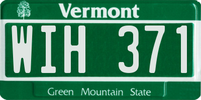 VT license plate WIH371