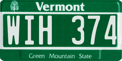 VT license plate WIH374