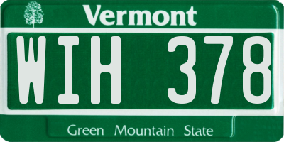 VT license plate WIH378