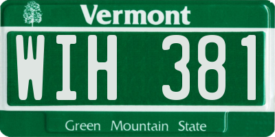 VT license plate WIH381