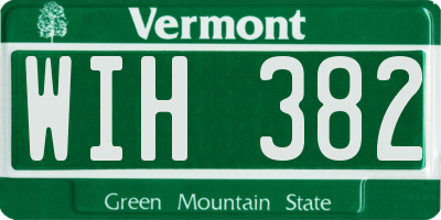 VT license plate WIH382