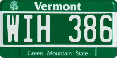 VT license plate WIH386