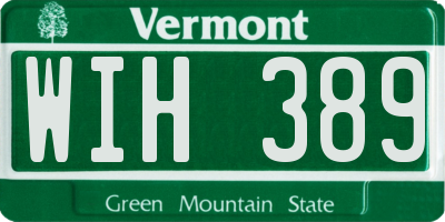 VT license plate WIH389