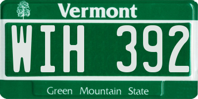 VT license plate WIH392
