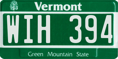 VT license plate WIH394