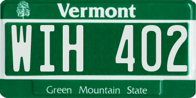 VT license plate WIH402