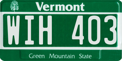 VT license plate WIH403
