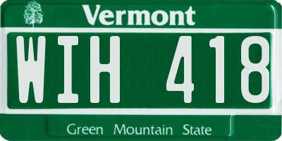 VT license plate WIH418