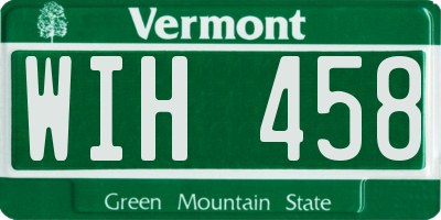 VT license plate WIH458