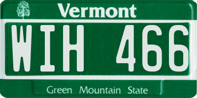 VT license plate WIH466