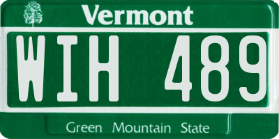 VT license plate WIH489