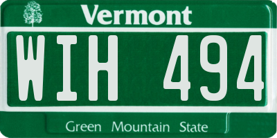 VT license plate WIH494