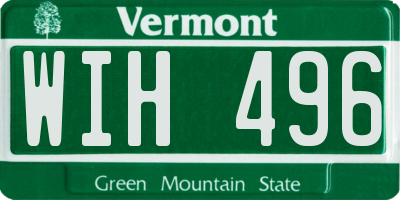 VT license plate WIH496