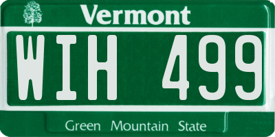 VT license plate WIH499
