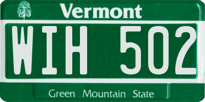 VT license plate WIH502