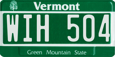VT license plate WIH504