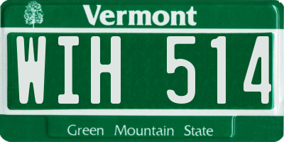 VT license plate WIH514