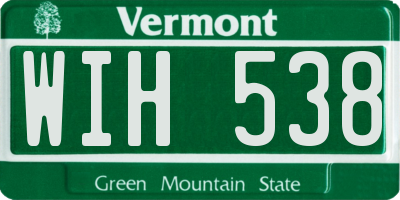 VT license plate WIH538