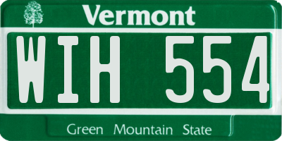 VT license plate WIH554