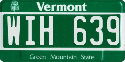 VT license plate WIH639