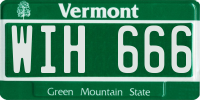 VT license plate WIH666