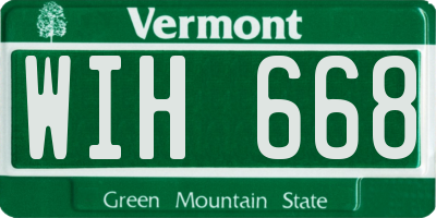 VT license plate WIH668