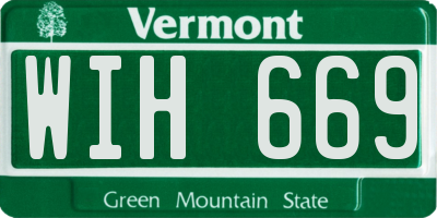 VT license plate WIH669