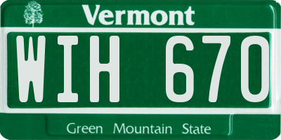 VT license plate WIH670