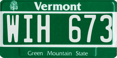 VT license plate WIH673