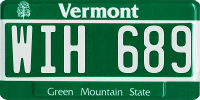 VT license plate WIH689