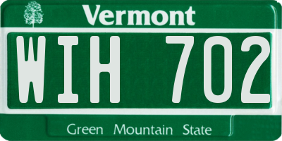 VT license plate WIH702