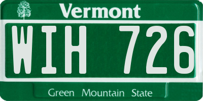 VT license plate WIH726