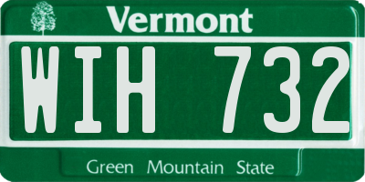 VT license plate WIH732