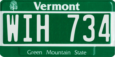 VT license plate WIH734