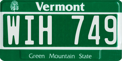 VT license plate WIH749