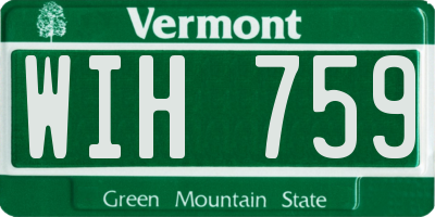 VT license plate WIH759