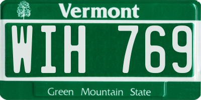 VT license plate WIH769