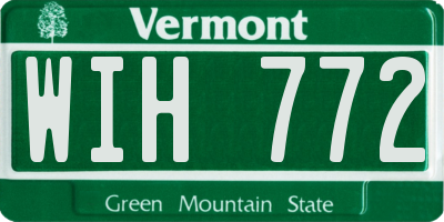 VT license plate WIH772