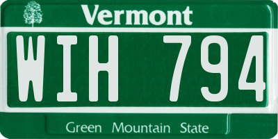 VT license plate WIH794