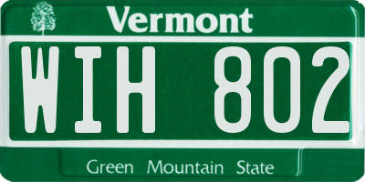 VT license plate WIH802