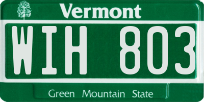 VT license plate WIH803