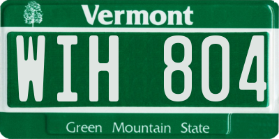 VT license plate WIH804