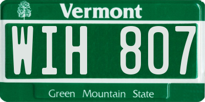 VT license plate WIH807