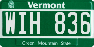 VT license plate WIH836