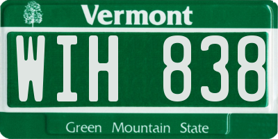 VT license plate WIH838