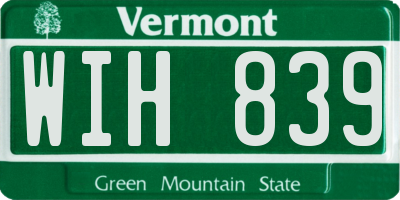 VT license plate WIH839