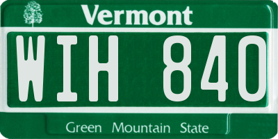 VT license plate WIH840